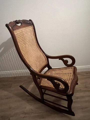 Vintage Cane Walnut Scroll Arm Antique Rocking Chair Cover