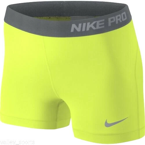 NEW! NIKE PRO [XS] Womens 3.0" Compression Yoga Shorts-Volt/Cool Grey 696358-702 - Image 1 of 1