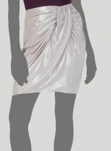 $50 Inc International Concepts Women's Silver Satin Micro Sarong Skirt Size 4 - Picture 1 of 1