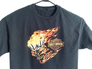 Big Moose Harley-Davidson Men T-Shirt XL Read Black Short Sleeve Skull Fire Goth - Picture 1 of 10