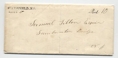 Pittsfield NH 1840 línea recta sin sello a Sanbornton Bridge [6028.169] Foto 1 de 3