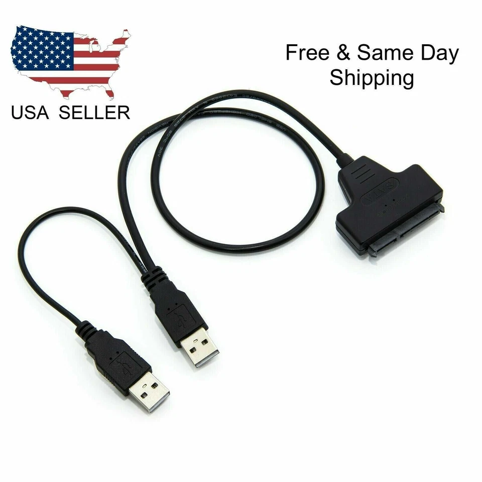 USB 2.0 to 2.5inch HDD 7+15pin SATA Hard Drive Cable Adapter For SATA SSD & HDD - Image 1 of 4
