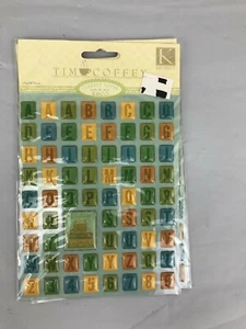 K & CO Tim Coffey Epoxy Alphabet Stickers Clearly Yours NIP - Picture 1 of 5