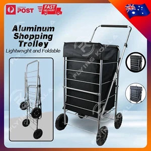 Foldable Shopping Trolley Cart Lightweight Portable Grocery Market Trolley - Picture 1 of 8