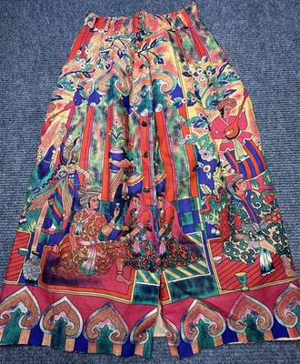 Falda Howard Wolf vintage para mujer talla 10 estampado étnico multicolor maxi forrada años 80 Foto 1 de 4