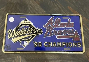 Vintage 1995 World Series Atlanta Braves Metal License Plate Embossed Sign - Picture 1 of 6