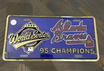 Vintage 1995 World Series Atlanta Braves Metal License Plate Embossed Sign - Image 1 of 4
