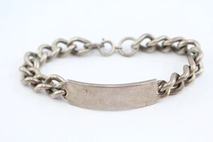 Sterling Silver Bracelet True Vintage Identity Curb Link (55g) - Picture 1 of 6