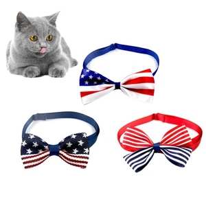 3 Pcs Adjustable Pet Accessories Neck Collar with US Flag Bow Tie - Picture 1 of 12
