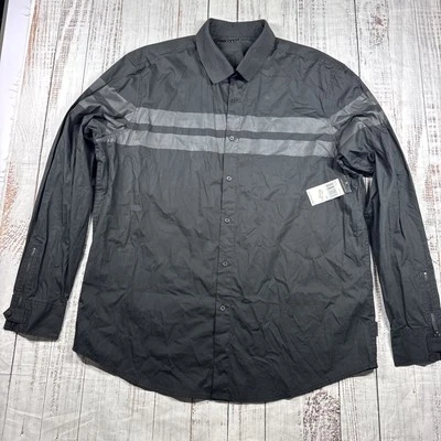 VINTAGE NWT SEAN JOHN BLACK BUTTON SHIRT MEN'S SIZE 2XL 90S Y2K ZIP WRIST - Image 1 of 4