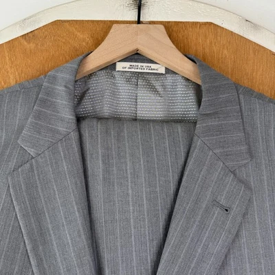 Joseph Abboud Suit Mens 58L Gray Pinstripe 2 Button TG Di Fabio Super 120s Wool - Image 1 of 4