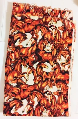 Vintage 1993 ALEXANDER HENRY Equestrian Camelot Flying Horse Remnant  42" x 72" - Image 1 of 3