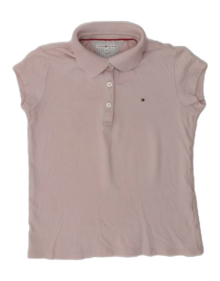 TOMMY HILFIGER Girls Polo Shirt 9-10 Years Grey Cotton BD27 - Image 1 of 4