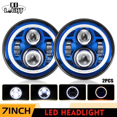 Paar 7 Zoll LED Front Scheinwerfer Hi/Lo DRL für Land Rover Jeep  T3 G Klasse - Bild 1 von 4