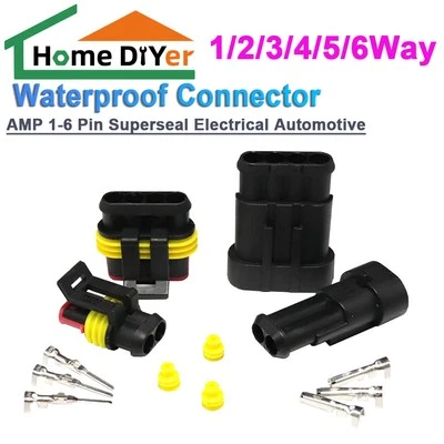 AMP 1 2 3 4 5 6 Way Pin Superseal Electrical Automotive Waterproof Connector - Image 1 of 4