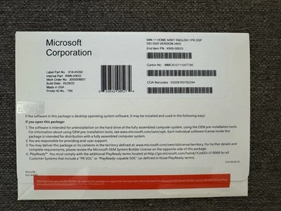 Windows Win 11 Home 64 bit DVD with Genuine License Product Key New & Sealed - Image 1 of 3
