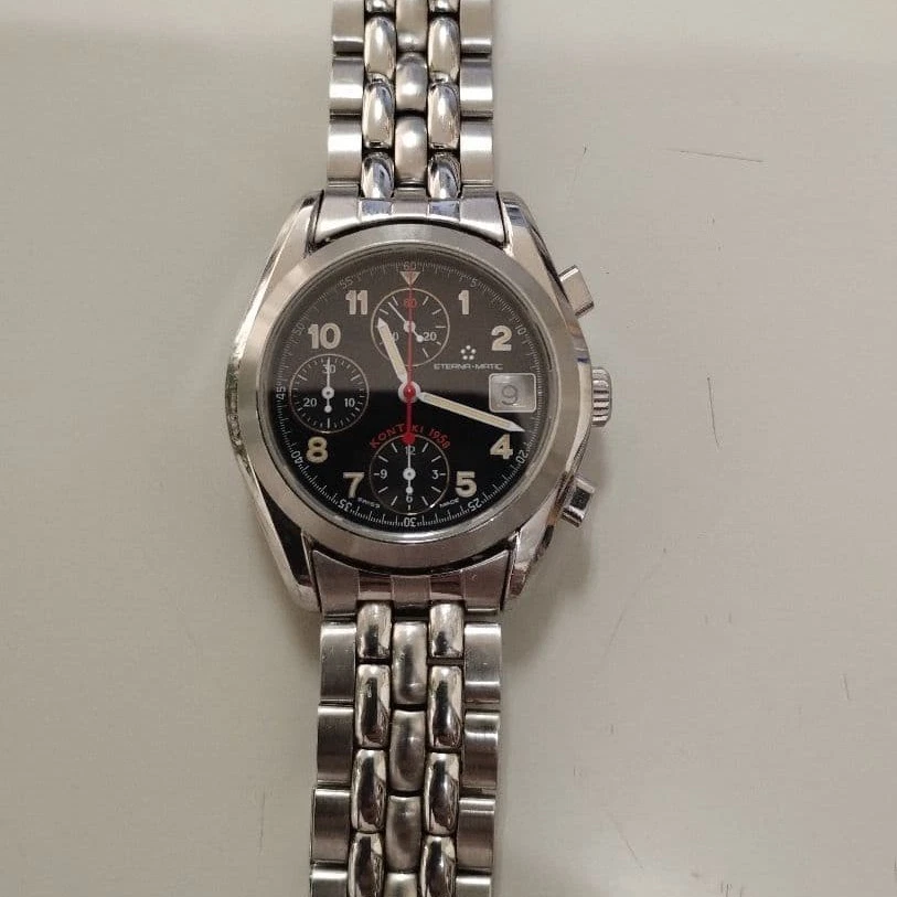 Eterna Matic Kontiki 1958 Automatic Chronograph Black Dial Men's Watch from  JP - image 1 of 4