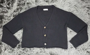 Urban Outfitters Cardigan Sweater Women's Large Black Acrylic Knit Button-Front - Picture 1 of 15