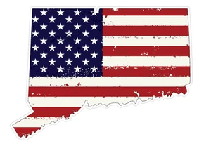 Connecticut State (J9) USA Flag Distressed Vinyl Decal Sticker Car/Truck Laptop - Picture 1 of 1