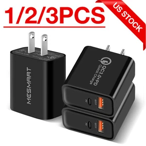 For Apple iPhone 16 15 14 13 Pro Max XR XS Fast USB+Type C Wall Charger Plug - Picture 1 of 21