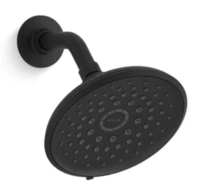 KOHLER Cursiva 3 patrones de pulverización 6,75 pulgadas Cabezal de ducha fijo de montaje en pared negro mate - Imagen 1 de 10