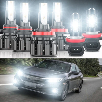 For Honda Civic 2016 2017 2018 2019 2020 LED Headlight High/Low Fog Lights Bulbs - Image 1 of 4