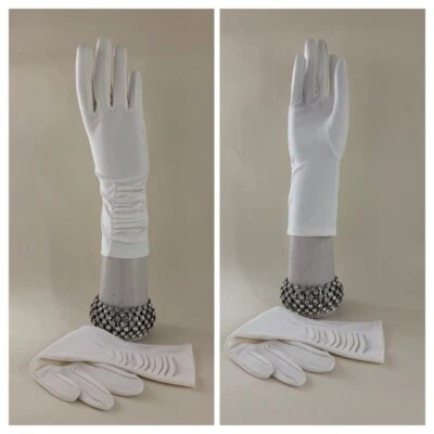 Guantes de noche de algodón blanco de 11' de colección década de 1950, talla 7,5 Foto 1 de 4