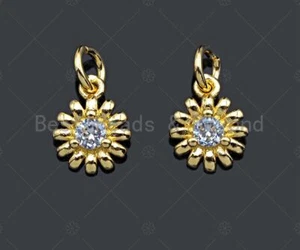 Tiny big cz flower charm,8x10mm,sku#Z1218 - Picture 1 of 5