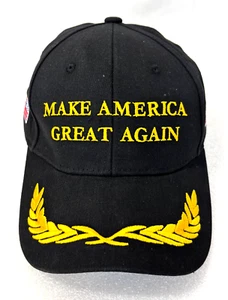Make America Great Again Hat Black and Gold Laurel Baseball Cap USA Flag - Picture 1 of 5