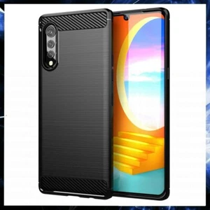 COQUE ETUI HOUSSE EN SILICONE ANTICHOC FIBRE DE CARBONE NOIR Pour LG VELVET 5G - Zdjęcie 1 z 7
