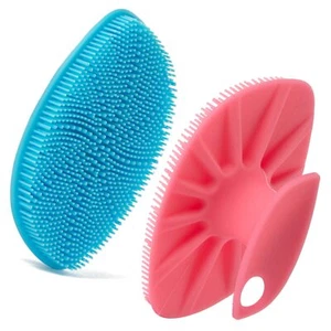 Baby Bath Brush, Exfoliating and Massaging Cradle Cap Blue + Pink - Picture 1 of 6