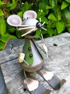 Maus Amigo auf Ski Winter Advent Metalldeko Blechspielzeug Weihnachten Deko - Bild 1 von 6