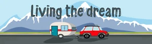 BUMPER STICKER, 220x60 - LIVING THE DREAM - SNOW - NOMAD,CAR,CARAVAN,MOTORHOME - Bild 1 von 2