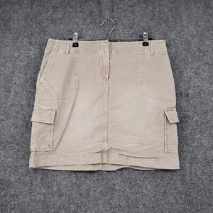 J Jill Skirt Womens 10P Petite Khaki Corduroy Stretch Cargo Utility Pocket Mini - Picture 1 of 10