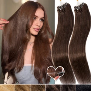 CLEARANCE Micro Loop Ring 100% Remy Human Hair Extensions Beads Full Head 200G - Picture 1 of 42