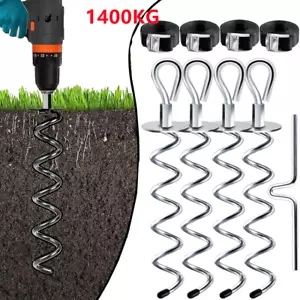 4x 1400kg Erdanker Bodenanker Befestigung Trampolin Zelt 2,5m 38 cm Stahl Neu DE - Bild 1 von 9