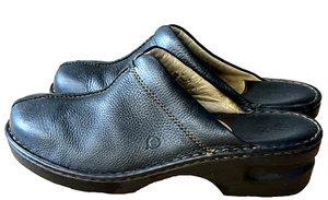 Zuecos de cuero negros Born para mujer talla 11 EE. UU. 43 UE zapatos sin cordones guijarros W31008 - Imagen 1 de 11