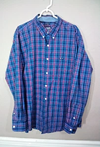 CHAPS Men’s Cotton Blend Shirt XXL Blue Check Plaid Long Sleeve Button Down/Up - Picture 1 of 5