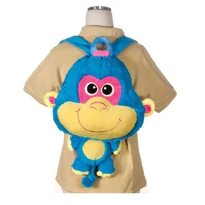 Toddler Backpack Toy Blue Monkey Plush Stuffed Animal Bag Medium KIDS - Picture 1 of 11