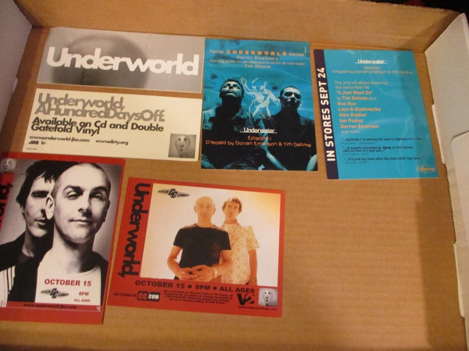 UNDERWORLD Lot Of US Promo Postcards + One Sticker Electronica Downtempo - Image 1 of 1