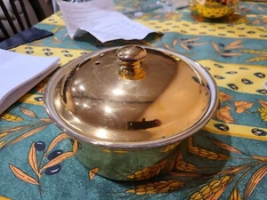 RARE VINTAGE HALL 2 PC CASSEROLE DISH IN 22 CARET GOLDEN GLO - Picture 1 of 6