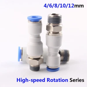1200RPM High-speed Rotation Pneumatic Hose Straight Connectors Push-in x Thread - Picture 1 of 19