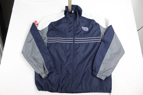 NFL Team Apparel Men’s Blue Full Zip Windbreaker Tennessee Titans Size XL Cover