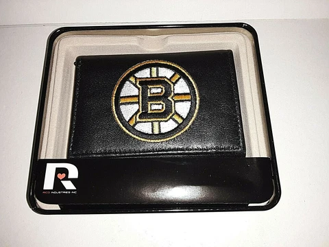 Boston Bruins NHL Leather Embroidered Tri-fold Wallet Cover