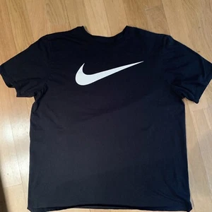 Nike Tee T Shirt Adult XL Big Center Swoosh Spell Out Logo Classic Mens Black - Picture 1 of 9