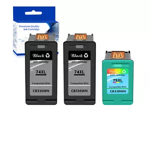Juego de tinta 3PK 74XL 75XL CB336WN CB338WN para HP D4260 D4268 D4280 D4360 D4363 D4368 - Imagen 1 de 1