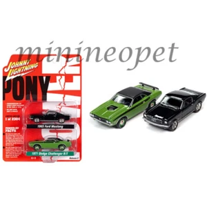 JOHNNY LIGHTNING JLCP7342 1965 FORD MUSTANG & 1971 DODGE CHALLENGER R/T 1/64 SET - Picture 1 of 1