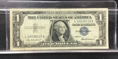 Fr. 1619 1957 $1 Silver Certificate "GUTTER FOLD ERROR" Top to Bottom ~ LA BLOCK - Image 1 of 4