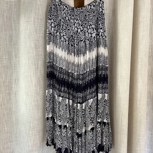 Maxi gonna vintage Phool L scopa completa floreale a strati blu batik boho contadina - Foto 1 di 9