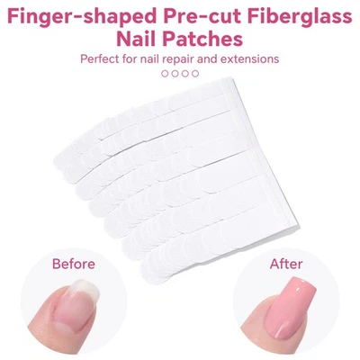 KADS Fiberglass Nail Patches Finger-shaped Pre-cut Nail Art Extension Fiber Sticker